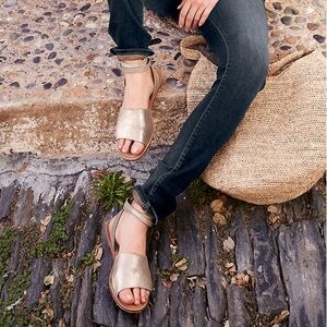 Garnet Hill Delfina Gold ankle strap Sandals